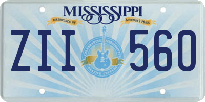 MS license plate ZII560