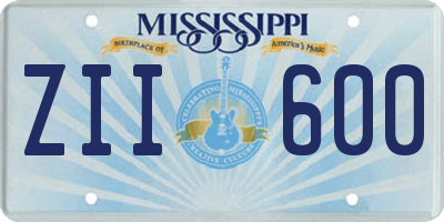 MS license plate ZII600