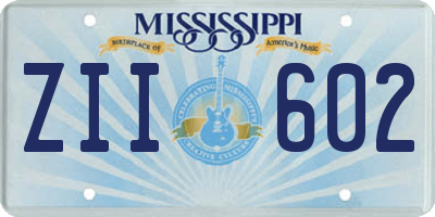 MS license plate ZII602