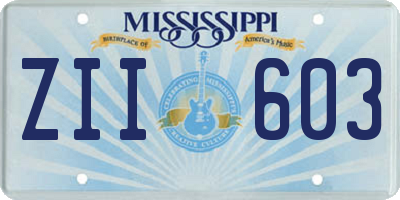 MS license plate ZII603