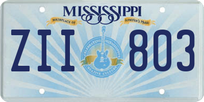 MS license plate ZII803