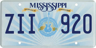 MS license plate ZII920