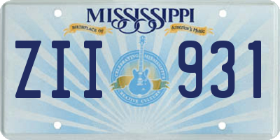 MS license plate ZII931