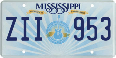 MS license plate ZII953