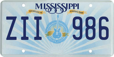 MS license plate ZII986