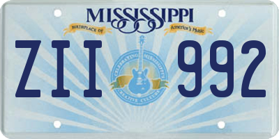 MS license plate ZII992
