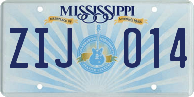 MS license plate ZIJ014