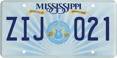 MS license plate ZIJ021