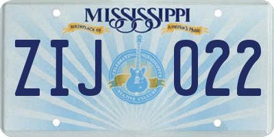 MS license plate ZIJ022