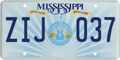 MS license plate ZIJ037