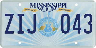 MS license plate ZIJ043