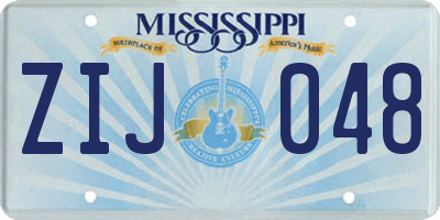 MS license plate ZIJ048