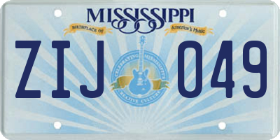 MS license plate ZIJ049