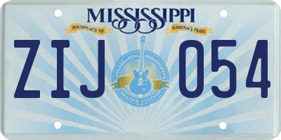 MS license plate ZIJ054