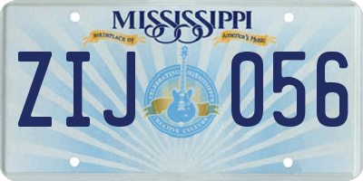 MS license plate ZIJ056