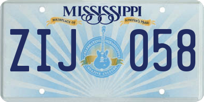 MS license plate ZIJ058