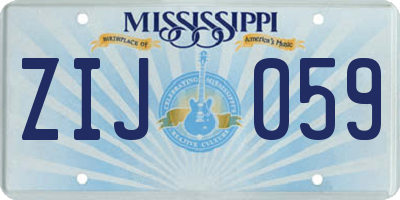 MS license plate ZIJ059