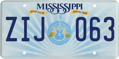 MS license plate ZIJ063