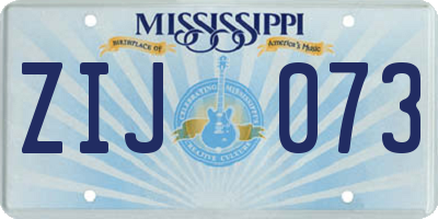 MS license plate ZIJ073