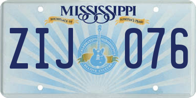 MS license plate ZIJ076