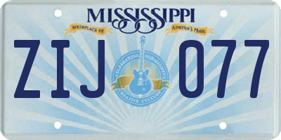 MS license plate ZIJ077