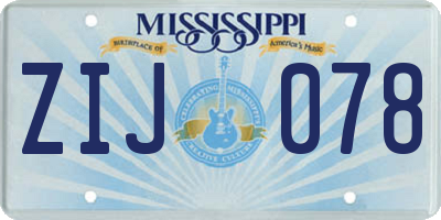 MS license plate ZIJ078