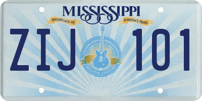 MS license plate ZIJ101