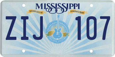 MS license plate ZIJ107