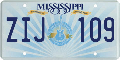 MS license plate ZIJ109