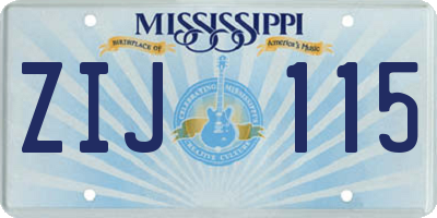 MS license plate ZIJ115