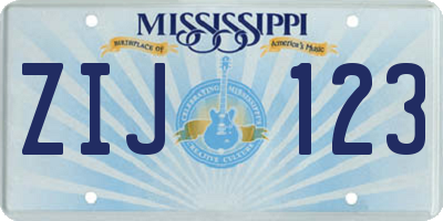 MS license plate ZIJ123