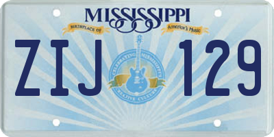 MS license plate ZIJ129