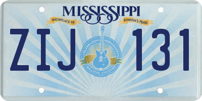 MS license plate ZIJ131