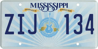 MS license plate ZIJ134