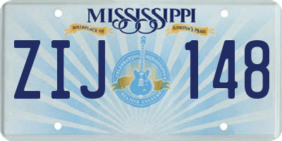 MS license plate ZIJ148