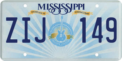 MS license plate ZIJ149