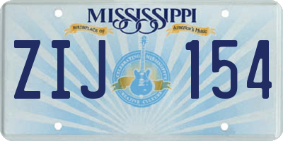 MS license plate ZIJ154