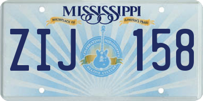 MS license plate ZIJ158