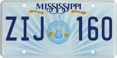 MS license plate ZIJ160