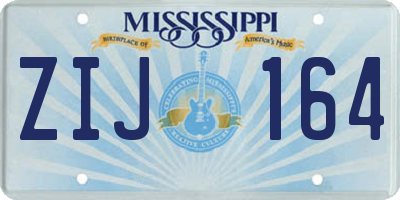 MS license plate ZIJ164