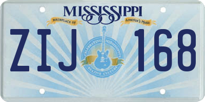 MS license plate ZIJ168