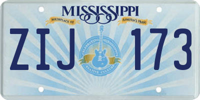 MS license plate ZIJ173