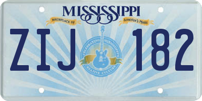 MS license plate ZIJ182