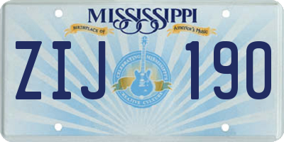 MS license plate ZIJ190