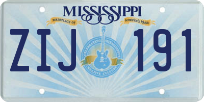 MS license plate ZIJ191