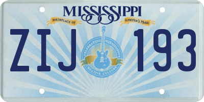 MS license plate ZIJ193