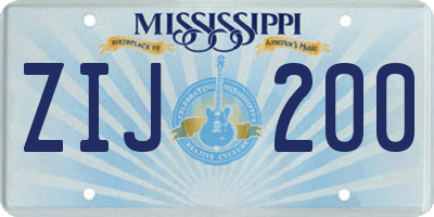 MS license plate ZIJ200