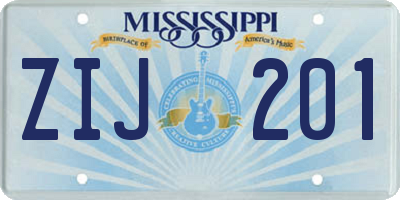 MS license plate ZIJ201