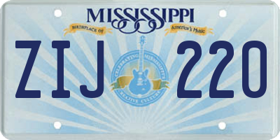 MS license plate ZIJ220