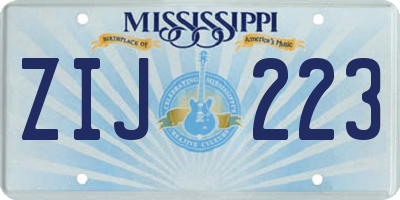 MS license plate ZIJ223